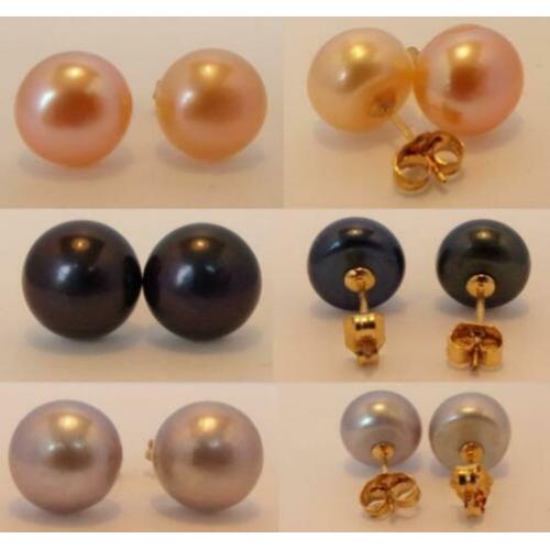 Nieuwe 14 karaat gouden oorbellen met echte parels 10 mm