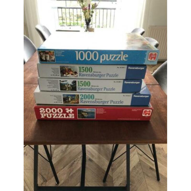5 Legpuzzels Ravensburger & Jumbo 2000 1500 1000 compleet