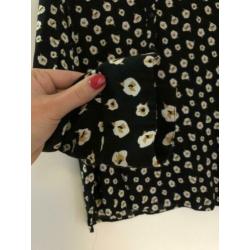 Blouse Mango zwart met wit (maat L)