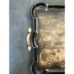 Antiek houten dienblad zwart brocante landelijk