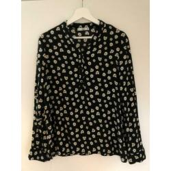 Blouse Mango zwart met wit (maat L)