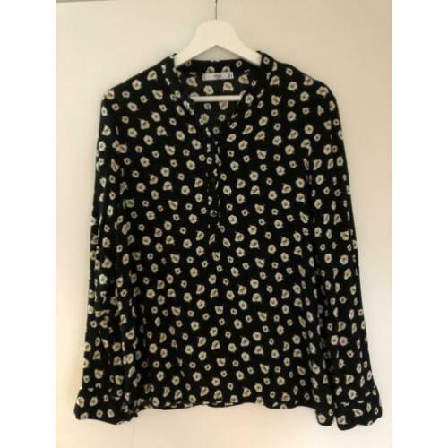 Blouse Mango zwart met wit (maat L)