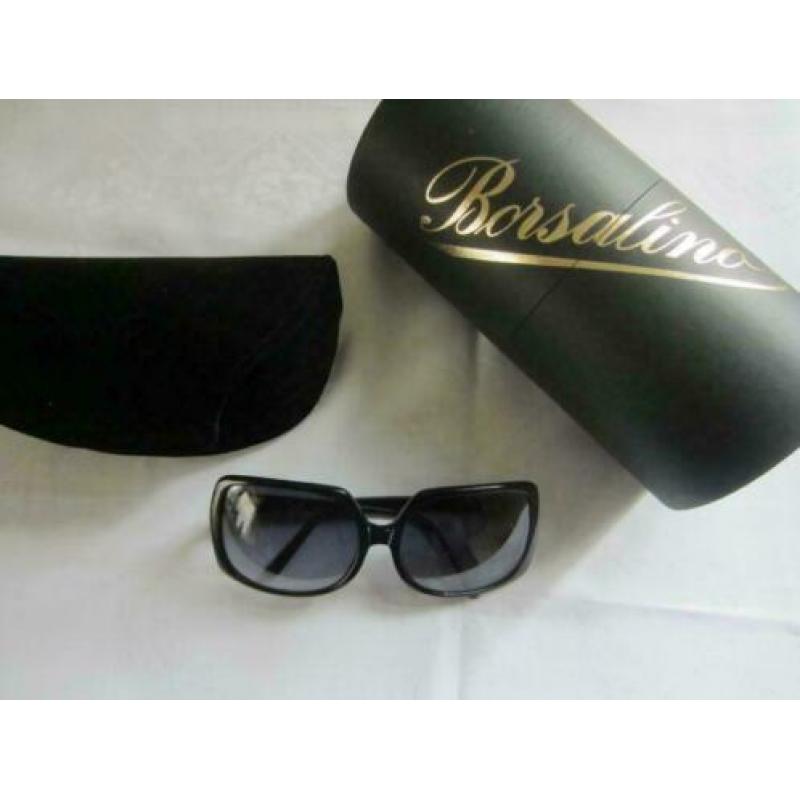 Luxe Borsalino zonnebril, koker en hoes, nieuw (+ Swarovski)
