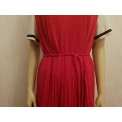 Vintage jurk matroos kraag rood plooien maat L jaren 70