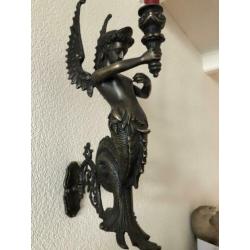 Set van 2 antieke bronzen wandkandelaars
