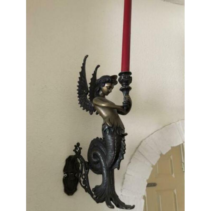 Set van 2 antieke bronzen wandkandelaars
