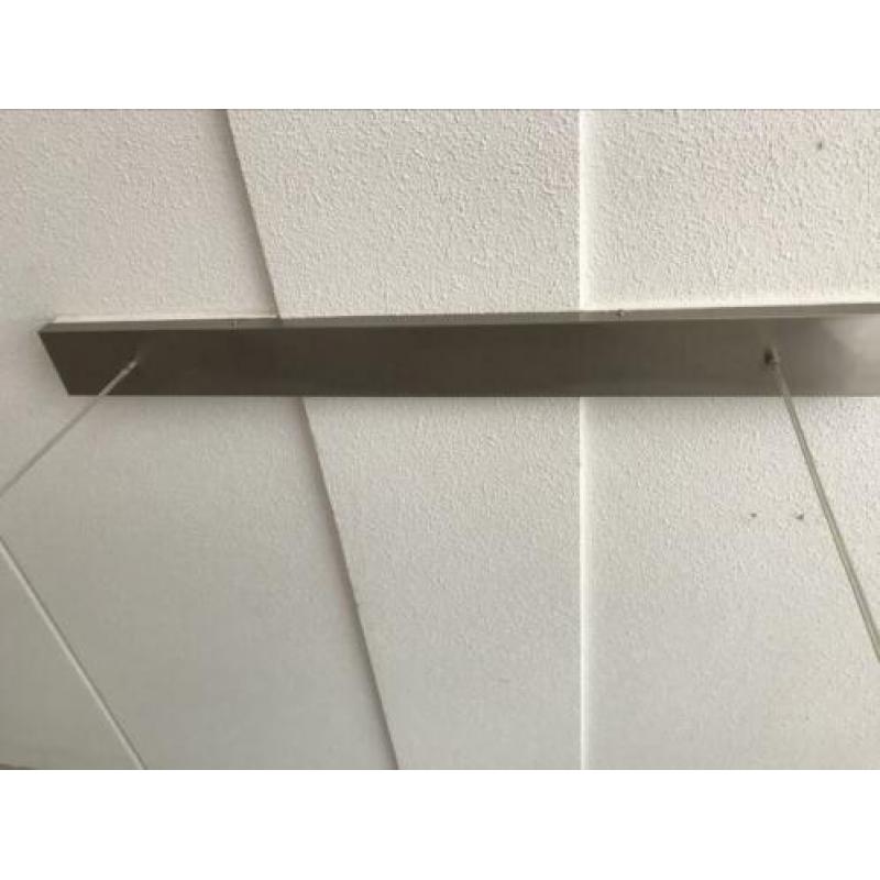 Hanglamp met 2 kappen taupe en rvs plaat