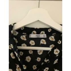 Blouse Mango zwart met wit (maat L)
