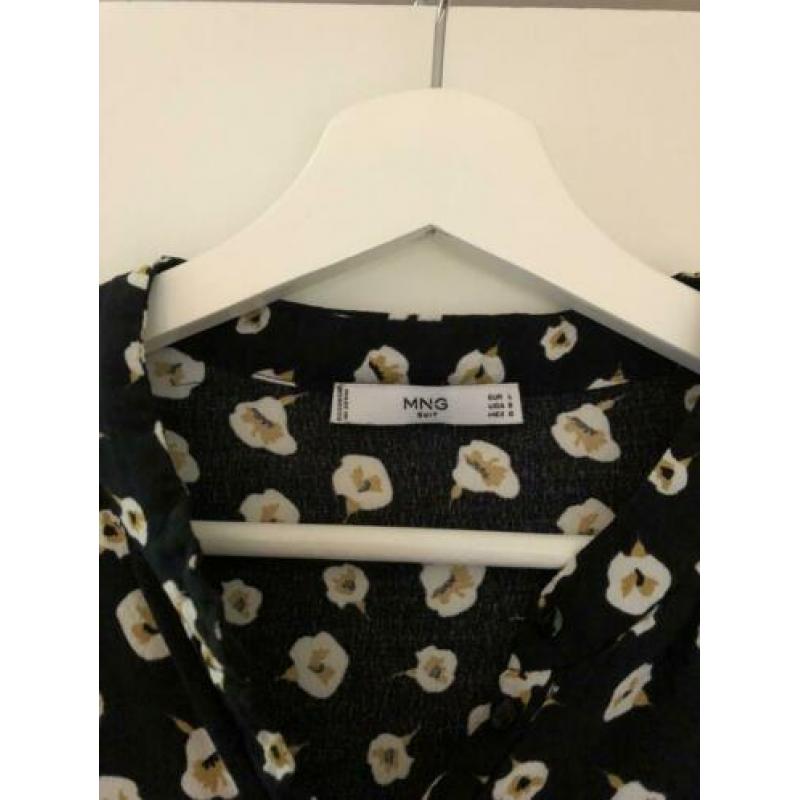 Blouse Mango zwart met wit (maat L)