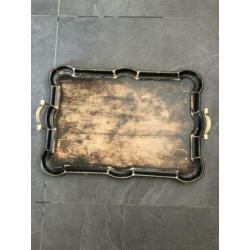 Antiek houten dienblad zwart brocante landelijk