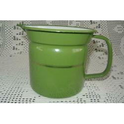 Vintage emaille melkkan / schenkkan reseda groen