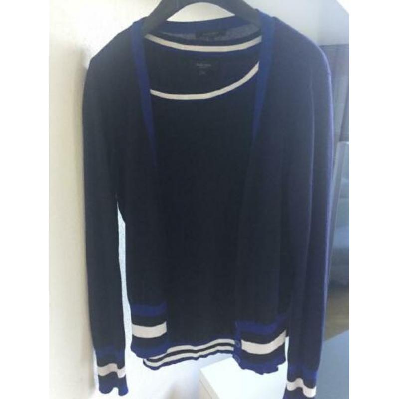 Super mooi 100% zijde blouse km Claudia Sträter dblauw mt 34