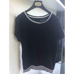 Super mooi 100% zijde blouse km Claudia Sträter dblauw mt 34