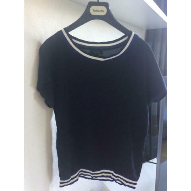 Super mooi 100% zijde blouse km Claudia Sträter dblauw mt 34