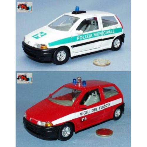Bburago 1/24 : 2 x Fiat Punto (Brandweer Politie)