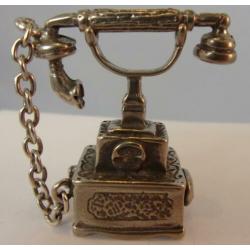 Prachtig zilveren miniatuur van een antieke Telefoon