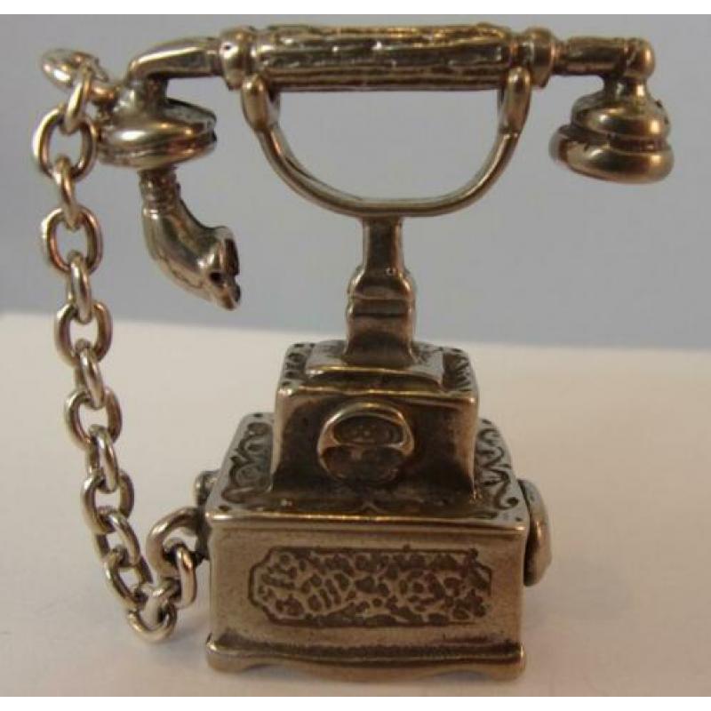 Prachtig zilveren miniatuur van een antieke Telefoon