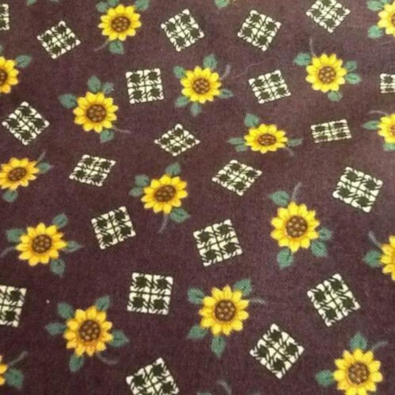 quilt stof zonnebloem paars of blauw 0,5 meter 2,25