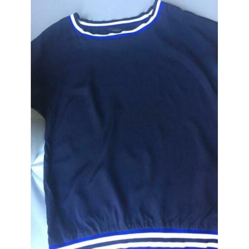 Super mooi 100% zijde blouse km Claudia Sträter dblauw mt 34