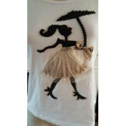 ZGAN wit MIUSOL shirt mt XL / M 38/40, 3 d applicatie tshirt
