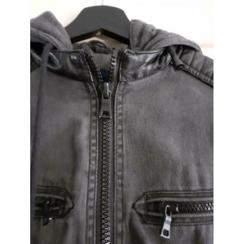 Gave Herenjack Leder/Stof mt XS Zwart/Grijs ? KOOPJE ?
