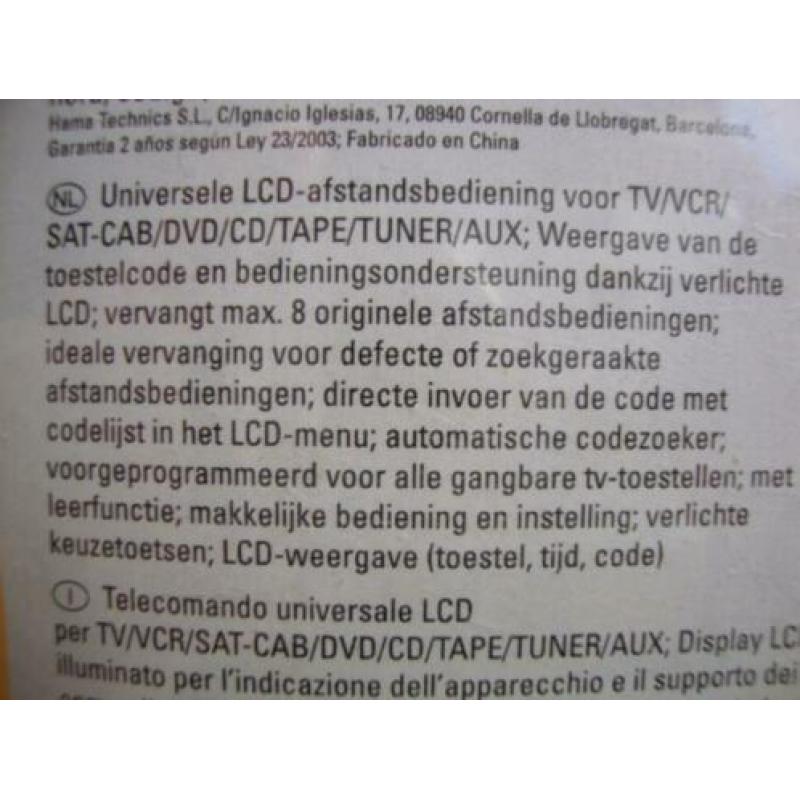 Universele afstandsbediening hama nieuw tot 8 in 1