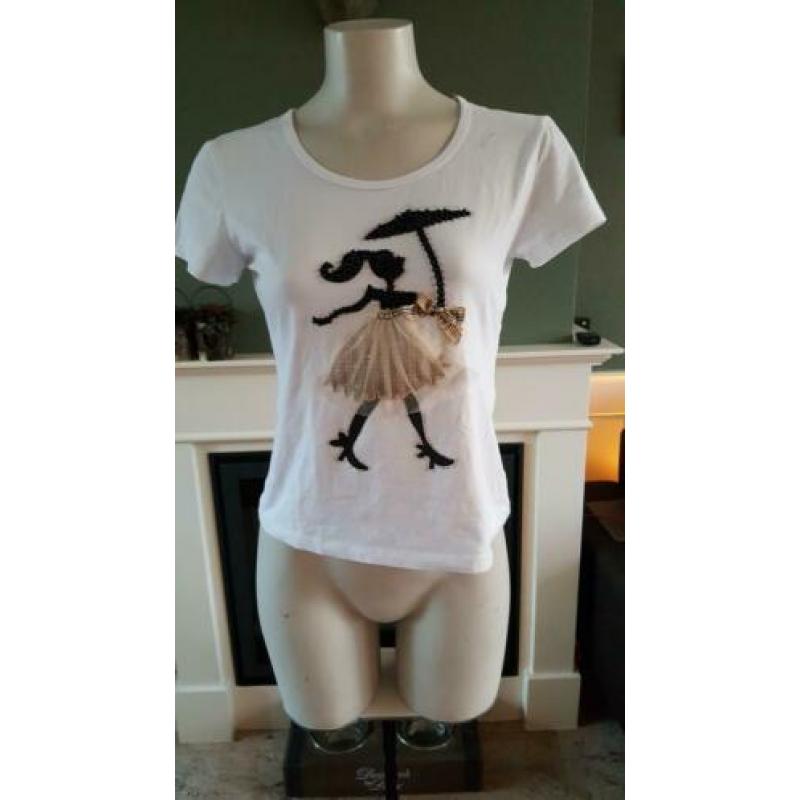 ZGAN wit MIUSOL shirt mt XL / M 38/40, 3 d applicatie tshirt