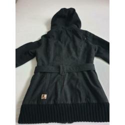 Khujo winter mantel/jas, zwart, wol, capuchon, mt XL