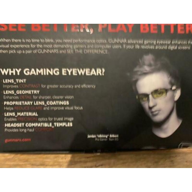 Zeer nette Gunnar PPK Onyx Mercury gaming blue light glasses