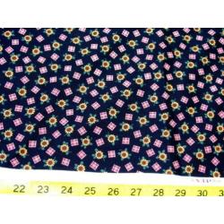 quilt stof zonnebloem paars of blauw 0,5 meter 2,25