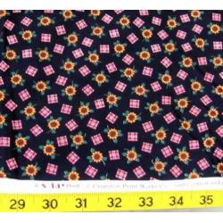 quilt stof zonnebloem paars of blauw 0,5 meter 2,25