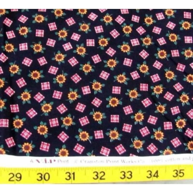 quilt stof zonnebloem paars of blauw 0,5 meter 2,25