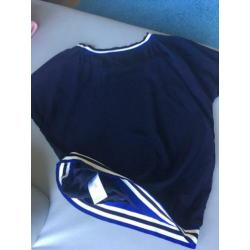 Super mooi 100% zijde blouse km Claudia Sträter dblauw mt 34