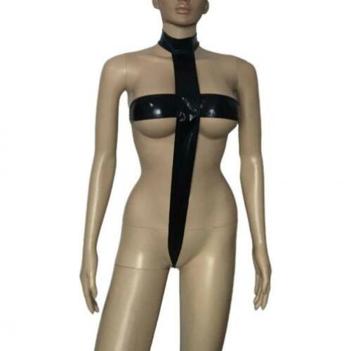 Zwarte lak leren dames lingerie pakje teddy bodysuit