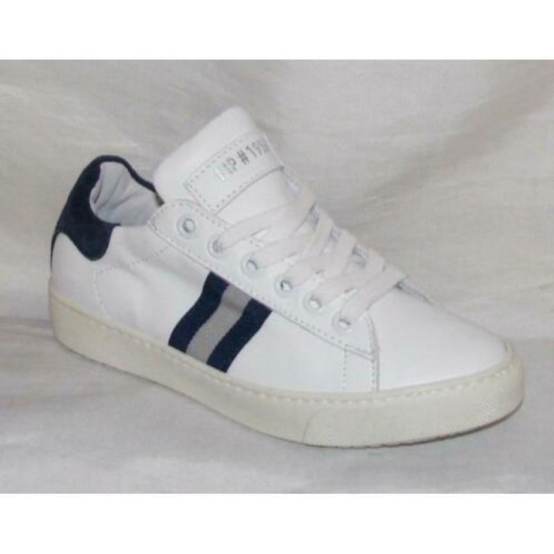 HIP maat 31 sneaker/rits wit/blauw leer - gratis verzenden