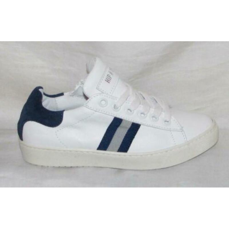 HIP maat 31 sneaker/rits wit/blauw leer - gratis verzenden