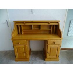 Mooi blank eiken massief rolluik bureau - secretaire