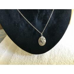 Zilver collier met hanger.