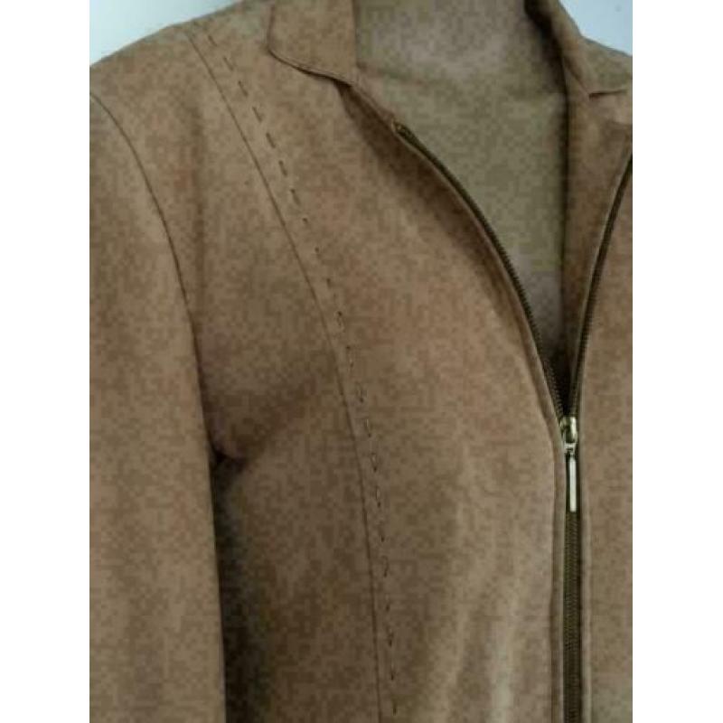 D238 CABRINI: maat 44=L beige echt suede-leren jasje jack ja