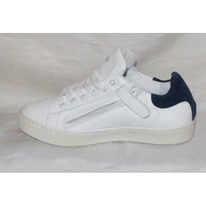 HIP maat 31 sneaker/rits wit/blauw leer - gratis verzenden
