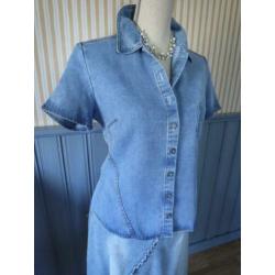vrouwelijk blauw stretchspijkerblousje Jacqueline Riu mt M
