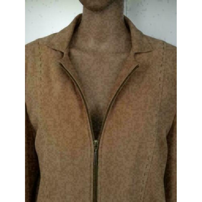 D238 CABRINI: maat 44=L beige echt suede-leren jasje jack ja