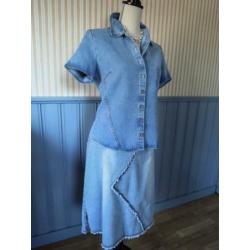vrouwelijk blauw stretchspijkerblousje Jacqueline Riu mt M