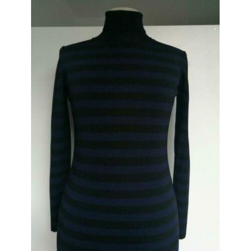 Nikkie Plessen turtle neck jurk M 38 Zwart Streep blauw