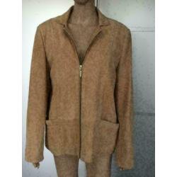 D238 CABRINI: maat 44=L beige echt suede-leren jasje jack ja