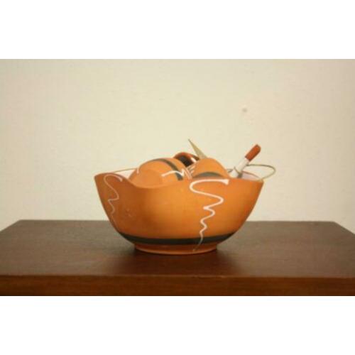 vintage terracotta pindaset schaal schaaltjes set pinda