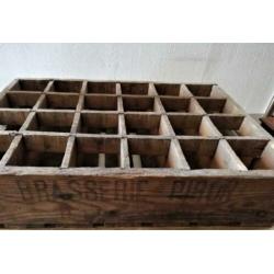 Brocante houten flessenkrant France wijnkrat vakkenkastje
