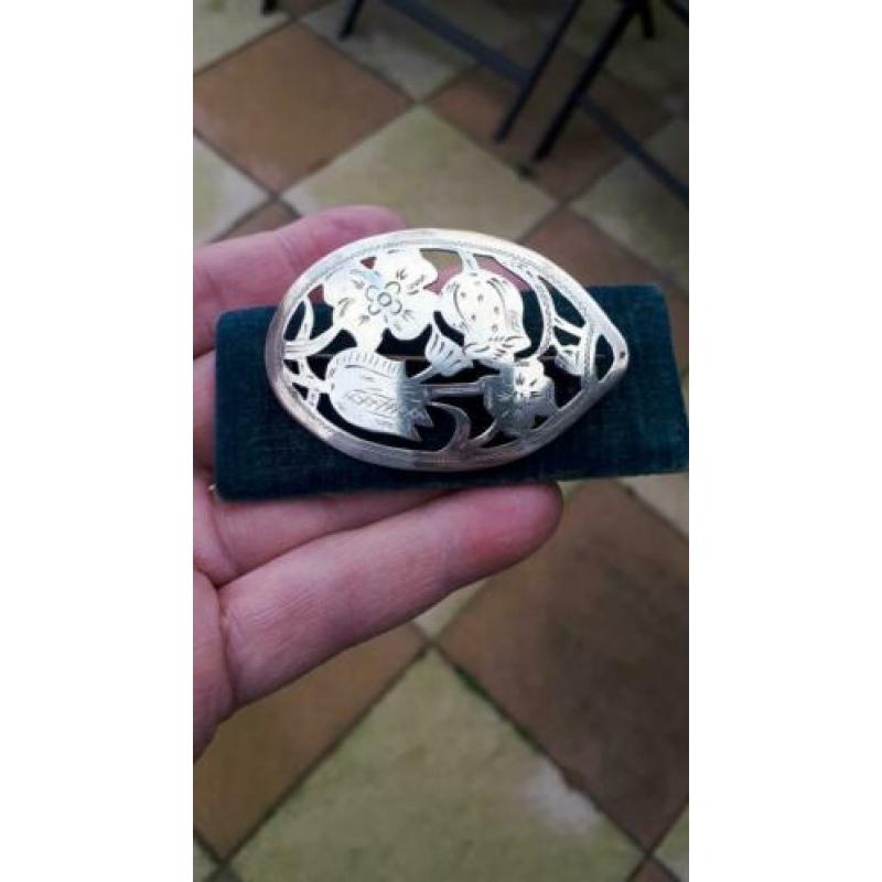 grote oudhollandse zilveren tulpen broche