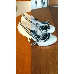 Vintage schoenen maat 39, beige met zwart