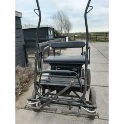 Ponywagen GJ van Boven incl enkelspantuig en 2 zwepen.